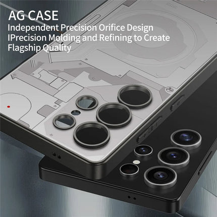 For Samsung Galaxy S23 Ultra Case Circuit Pattern AG Matte Skin Touch PC + TPU Phone Back Cover