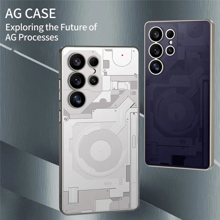 For Samsung Galaxy S23 Ultra Case Circuit Pattern AG Matte Skin Touch PC + TPU Phone Back Cover
