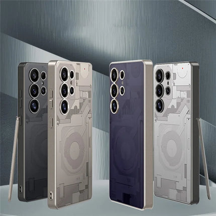 For Samsung Galaxy S23 Ultra Case Circuit Pattern AG Matte Skin Touch PC + TPU Phone Back Cover