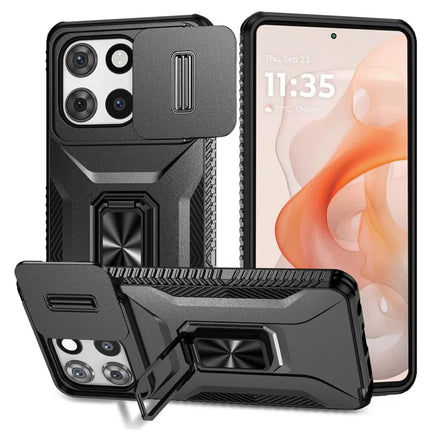 For Motorola Moto G Stylus 5G (2025) Case Camshield Kickstand TPU + PC Anti-Slip Phone Cover - Black