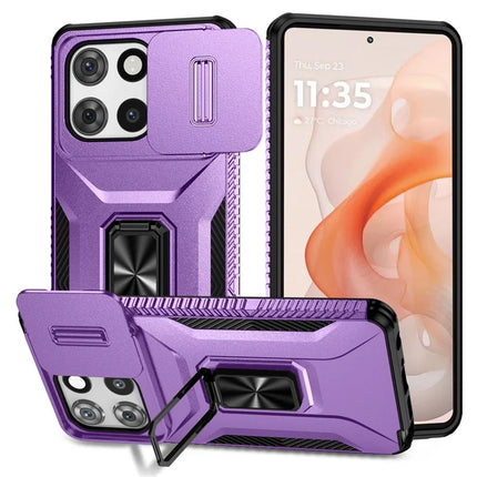 For Motorola Moto G Stylus 5G (2025) Case Camshield Kickstand TPU + PC Anti-Slip Phone Cover - Purple