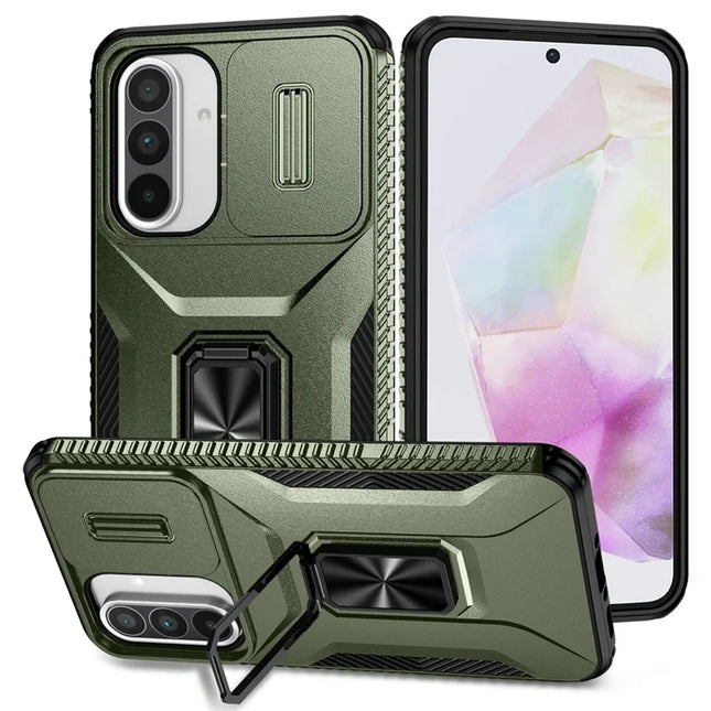 For Samsung Galaxy A56 5G / A36 5G Case Camshield Kickstand TPU+PC Anti-Slip Phone Cover - Green