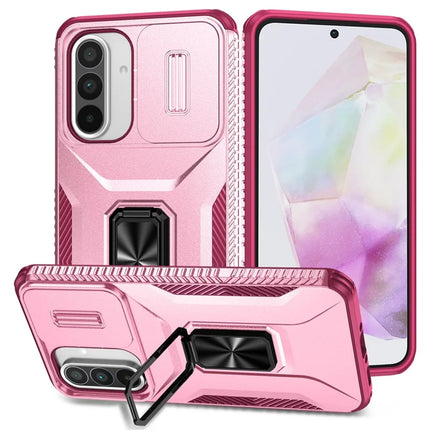 For Samsung Galaxy A56 5G / A36 5G Case Camshield Kickstand TPU+PC Anti-Slip Phone Cover - Pink+Wine Red