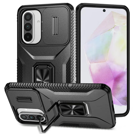 For Samsung Galaxy A56 5G / A36 5G Case Camshield Kickstand TPU+PC Anti-Slip Phone Cover - Black