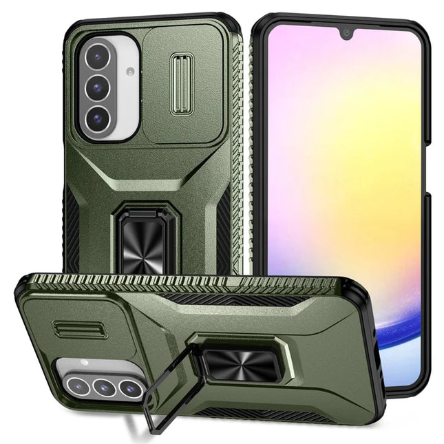 For Samsung Galaxy A26 5G Case Camshield Kickstand TPU+PC Anti-Slip Phone Cover - Green