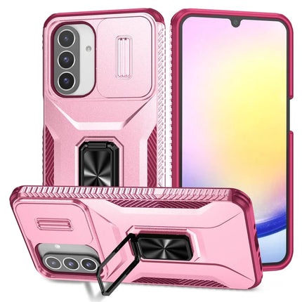For Samsung Galaxy A26 5G Case Camshield Kickstand TPU+PC Anti-Slip Phone Cover - Pink+Wine Red