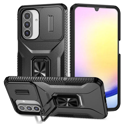 For Samsung Galaxy A26 5G Case Camshield Kickstand TPU+PC Anti-Slip Phone Cover - Black