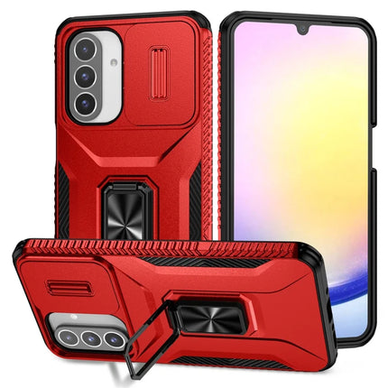 For Samsung Galaxy A26 5G Case Camshield Kickstand TPU+PC Anti-Slip Phone Cover - Red