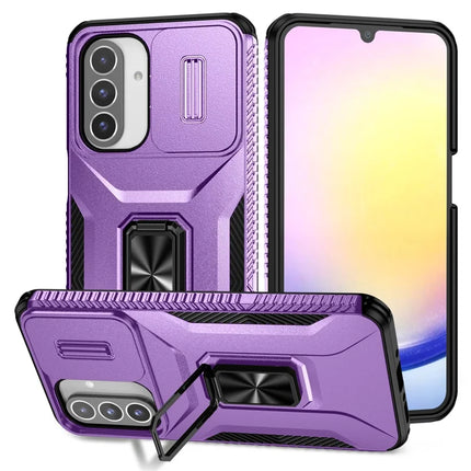 For Samsung Galaxy A26 5G Case Camshield Kickstand TPU+PC Anti-Slip Phone Cover - Purple