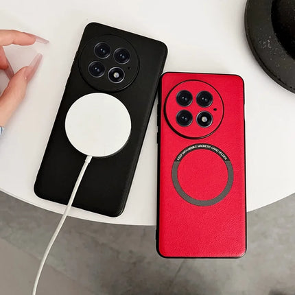 For OnePlus 13 Case Anti-Drop PU Leather+TPU Cover Compatible with MagSafe