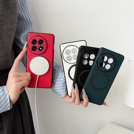 For OnePlus 13 Case Anti-Drop PU Leather+TPU Cover Compatible with MagSafe