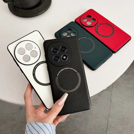 For OnePlus 13 Case Anti-Drop PU Leather+TPU Cover Compatible with MagSafe