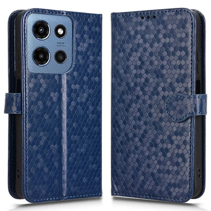 For Motorola Moto G Power (2025) / G Play (20 Case Wallet Dot Pattern Imprint PU Leather Phone Cover - Dark Blue