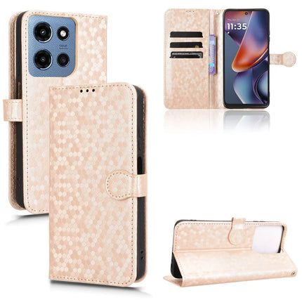 For Motorola Moto G 5G (2025) Wallet Case Dot Pattern Imprint PU Leather Phone Cover