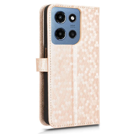 For Motorola Moto G 5G (2025) Wallet Case Dot Pattern Imprint PU Leather Phone Cover