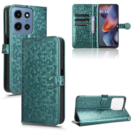 For Motorola Moto G 5G (2025) Wallet Case Dot Pattern Imprint PU Leather Phone Cover