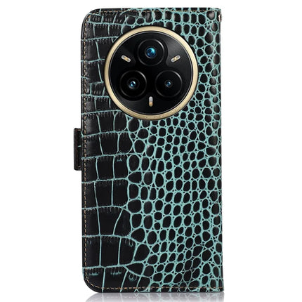 For Realme 14 Pro 5G Case Crocodile Texture Genuine Cow Leather Phone Wallet Cover