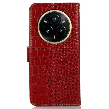 For Realme 14 Pro 5G Case Crocodile Texture Genuine Cow Leather Phone Wallet Cover