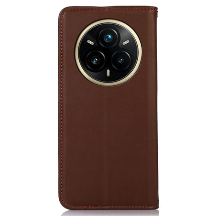 KHAZNEH For Realme 14 Pro+ 5G Case Wallet Genuine Cow Leather Phone Cover Nappa Texture