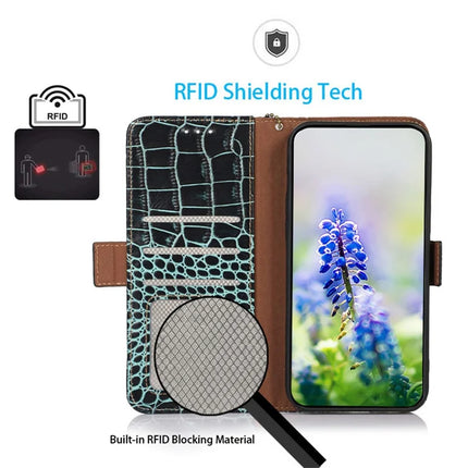 For Realme 14 Pro+ 5G Case Wallet Crocodile Texture Genuine Cow Leather Phone Cover