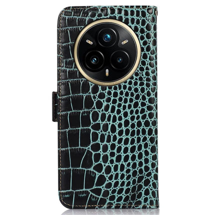 For Realme 14 Pro+ 5G Case Wallet Crocodile Texture Genuine Cow Leather Phone Cover