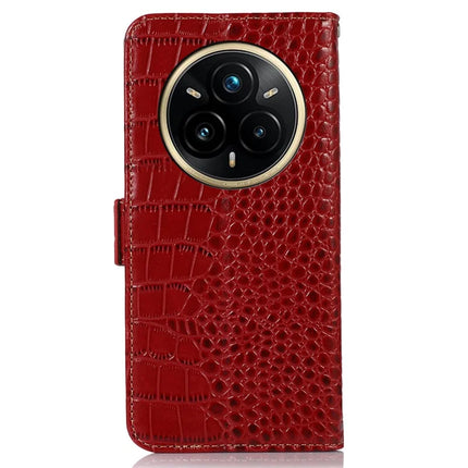For Realme 14 Pro+ 5G Case Wallet Crocodile Texture Genuine Cow Leather Phone Cover