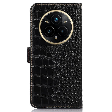 For Realme 14 Pro+ 5G Case Wallet Crocodile Texture Genuine Cow Leather Phone Cover
