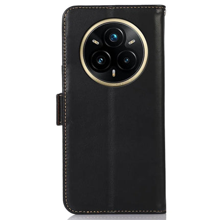 For Realme 14 Pro 5G Case RFID Blocking Genuine Cow Leather Wallet Phone Cover
