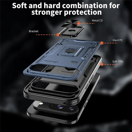For Google Pixel 9 / 9 Pro Case Ring Kickstand Anti-Drop PC + TPU Phone Cover