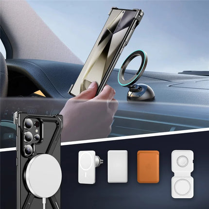 For Samsung Galaxy S23 Ultra Case Military Grade Anti Drop Rotating Kickstand Titanium Alloy Bumper Phone Cover