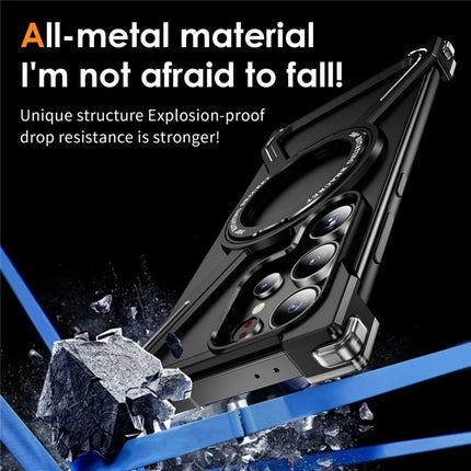 For Samsung Galaxy S23 Ultra Case Military Grade Anti Drop Rotating Kickstand Titanium Alloy Bumper Phone Cover
