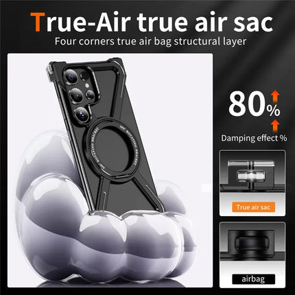 For Samsung Galaxy S23 Ultra Case Military Grade Anti Drop Rotating Kickstand Titanium Alloy Bumper Phone Cover