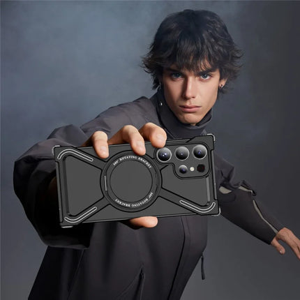 For Samsung Galaxy S23 Ultra Case Military Grade Anti Drop Rotating Kickstand Titanium Alloy Bumper Phone Cover