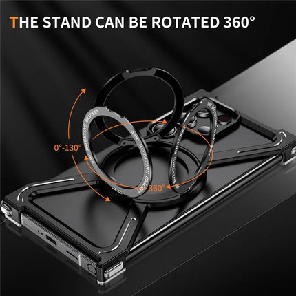For Samsung Galaxy S23 Ultra Case Military Grade Anti Drop Rotating Kickstand Titanium Alloy Bumper Phone Cover