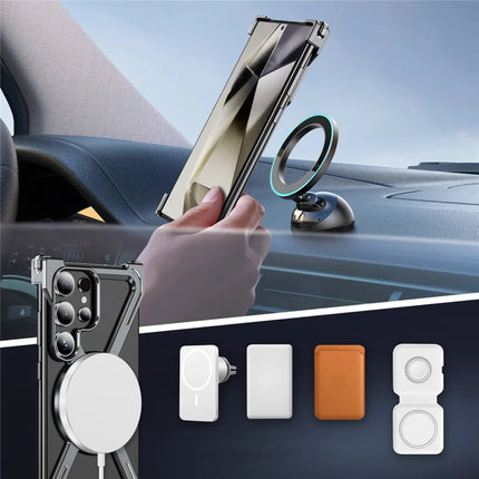 For Samsung Galaxy S23 Ultra Case Military Grade Anti Drop Rotating Kickstand Titanium Alloy Bumper Phone Cover