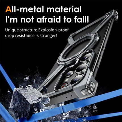 For Samsung Galaxy S23 Ultra Case Military Grade Anti Drop Rotating Kickstand Titanium Alloy Bumper Phone Cover