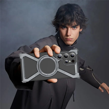 For Samsung Galaxy S23 Ultra Case Military Grade Anti Drop Rotating Kickstand Titanium Alloy Bumper Phone Cover
