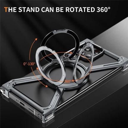 For Samsung Galaxy S23 Ultra Case Military Grade Anti Drop Rotating Kickstand Titanium Alloy Bumper Phone Cover