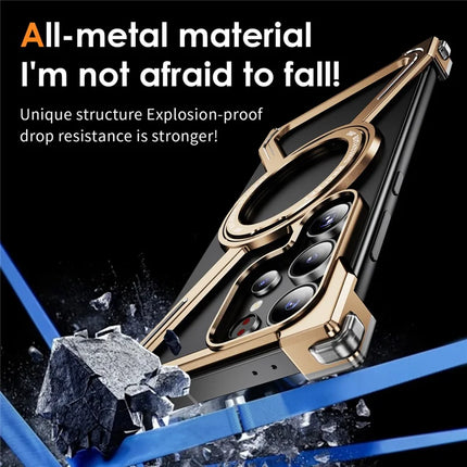 For Samsung Galaxy S23 Ultra Case Military Grade Anti Drop Rotating Kickstand Titanium Alloy Bumper Phone Cover