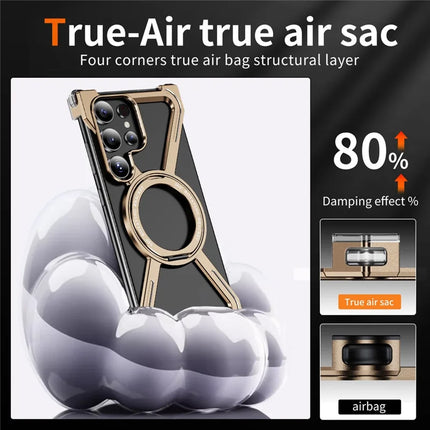 For Samsung Galaxy S23 Ultra Case Military Grade Anti Drop Rotating Kickstand Titanium Alloy Bumper Phone Cover