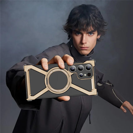 For Samsung Galaxy S23 Ultra Case Military Grade Anti Drop Rotating Kickstand Titanium Alloy Bumper Phone Cover