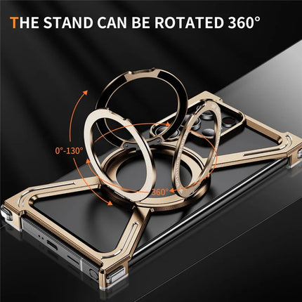 For Samsung Galaxy S23 Ultra Case Military Grade Anti Drop Rotating Kickstand Titanium Alloy Bumper Phone Cover