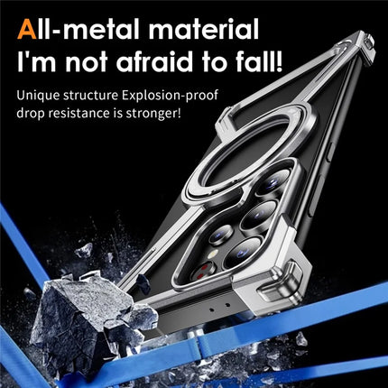 For Samsung Galaxy S23 Ultra Case Military Grade Anti Drop Rotating Kickstand Titanium Alloy Bumper Phone Cover
