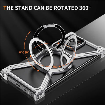 For Samsung Galaxy S23 Ultra Case Military Grade Anti Drop Rotating Kickstand Titanium Alloy Bumper Phone Cover