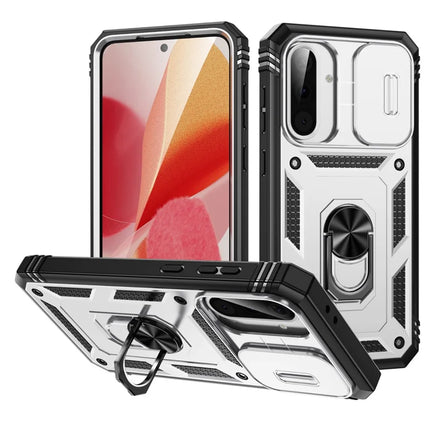 For 	Samsung Galaxy A56 5G Case TPU+PC Slide Camshield Kickstand Phone Cover - White