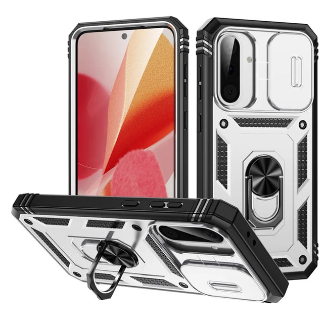 For 	Samsung Galaxy A56 5G Case TPU+PC Slide Camshield Kickstand Phone Cover - White