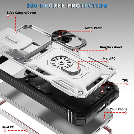 For 	Samsung Galaxy A56 5G Case TPU+PC Slide Camshield Kickstand Phone Cover