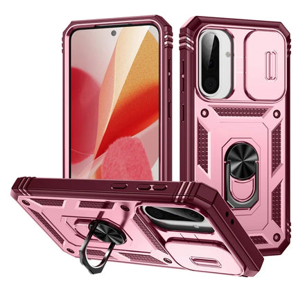 For 	Samsung Galaxy A56 5G Case TPU+PC Slide Camshield Kickstand Phone Cover - Dark Red