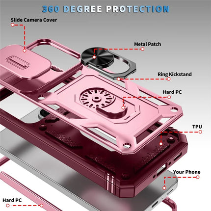 For 	Samsung Galaxy A56 5G Case TPU+PC Slide Camshield Kickstand Phone Cover