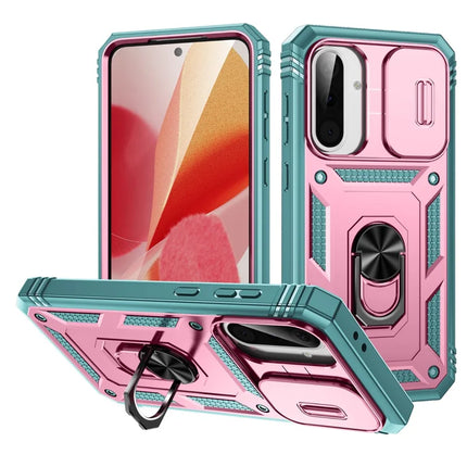 For 	Samsung Galaxy A56 5G Case TPU+PC Slide Camshield Kickstand Phone Cover - Pink  /  Green